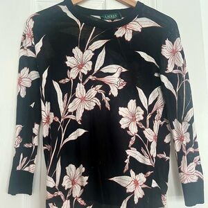 Ralph Lauren Black and Pink Cuffed Sleeve Fitted Sweatshirt